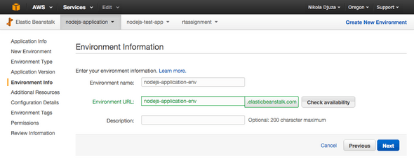 Node.js environment name